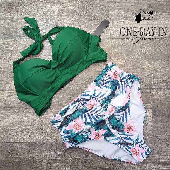 Tempt Me High Waist Molded Cup Bikini Swimsuit Size L - Picture 3 of 7